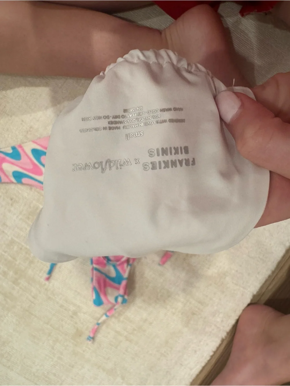 Pink & Teal Wave-Print Bikini Top and Bottom